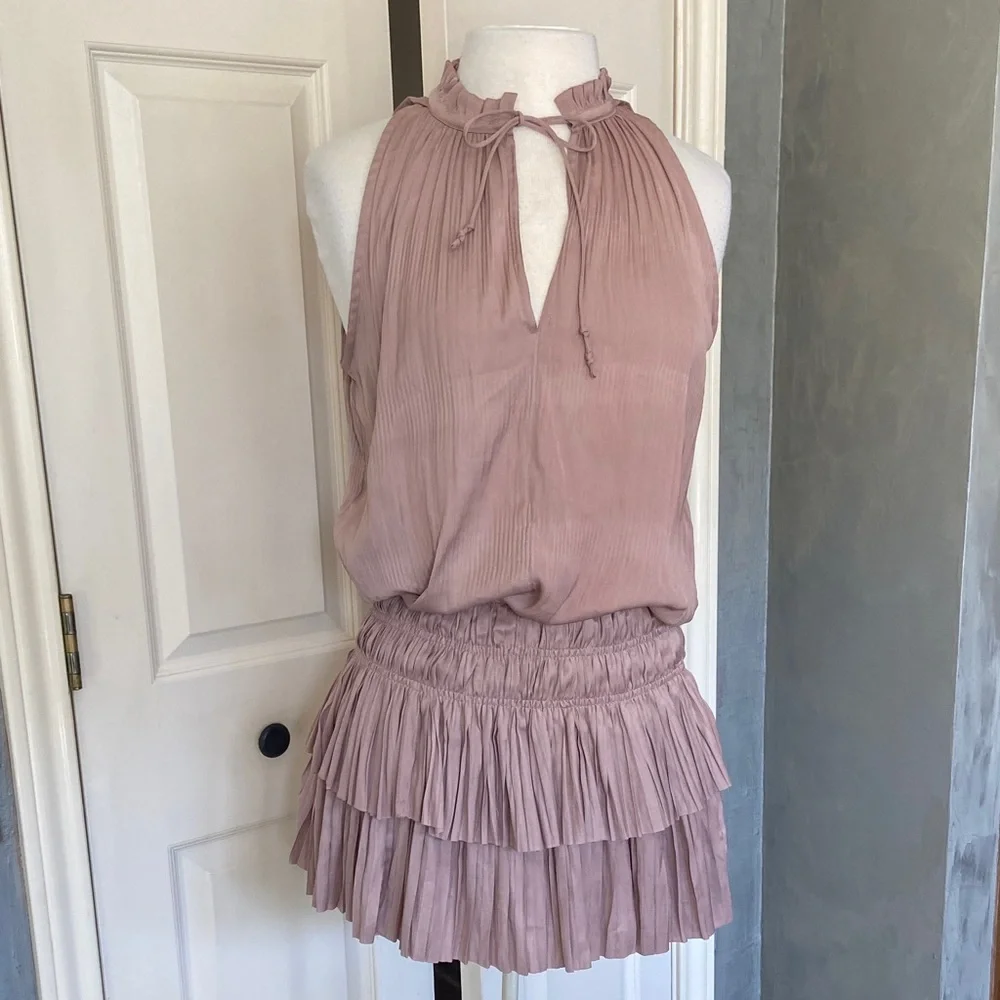 Anthropology Current Air Blush Pleated Mini Dress XS - Picture 2 of 14